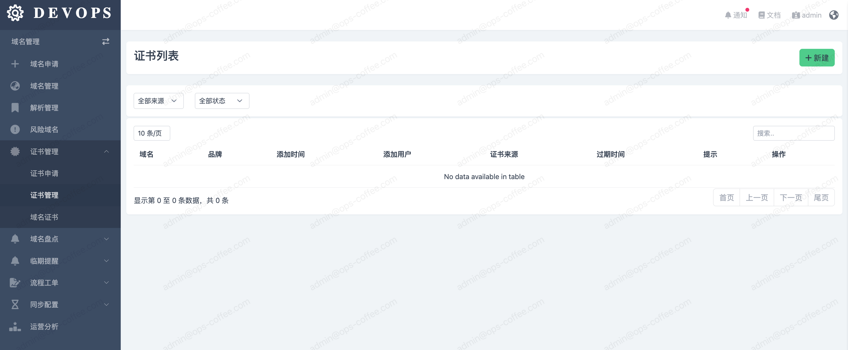 证书管理页面截图